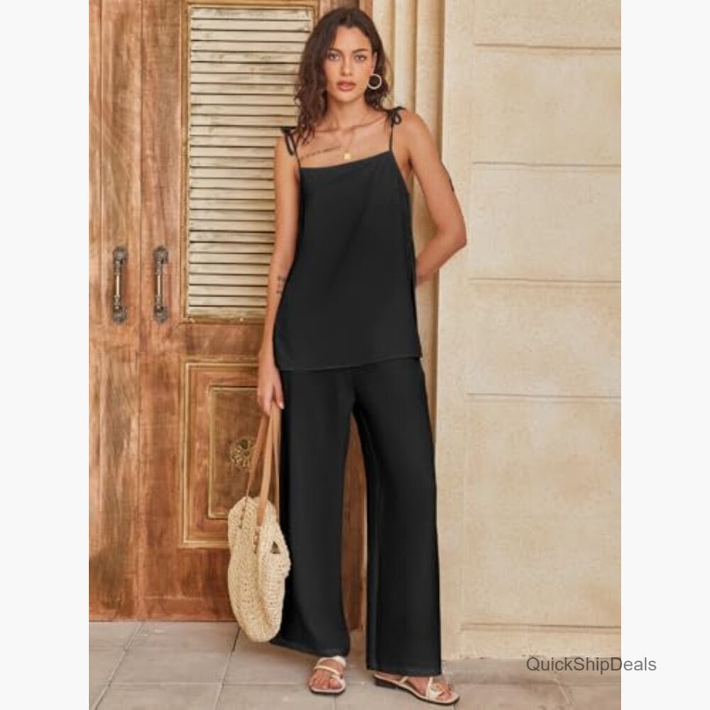 Polyester Lounge Set with Spaghetti Strap Top and… - image 5